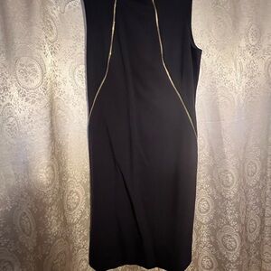 Navy Dress with Gold Accents